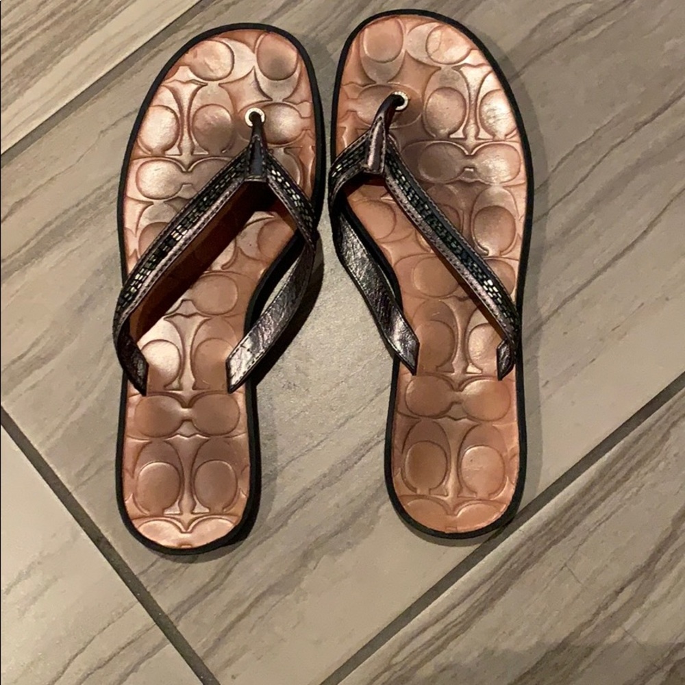 Jeweled Coach Flip Flops
